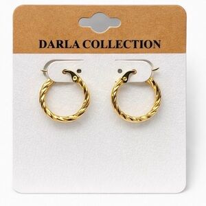 Darla Collection 18K Gold Over Sterling Silver Etched Hoop Earrings 3/4”